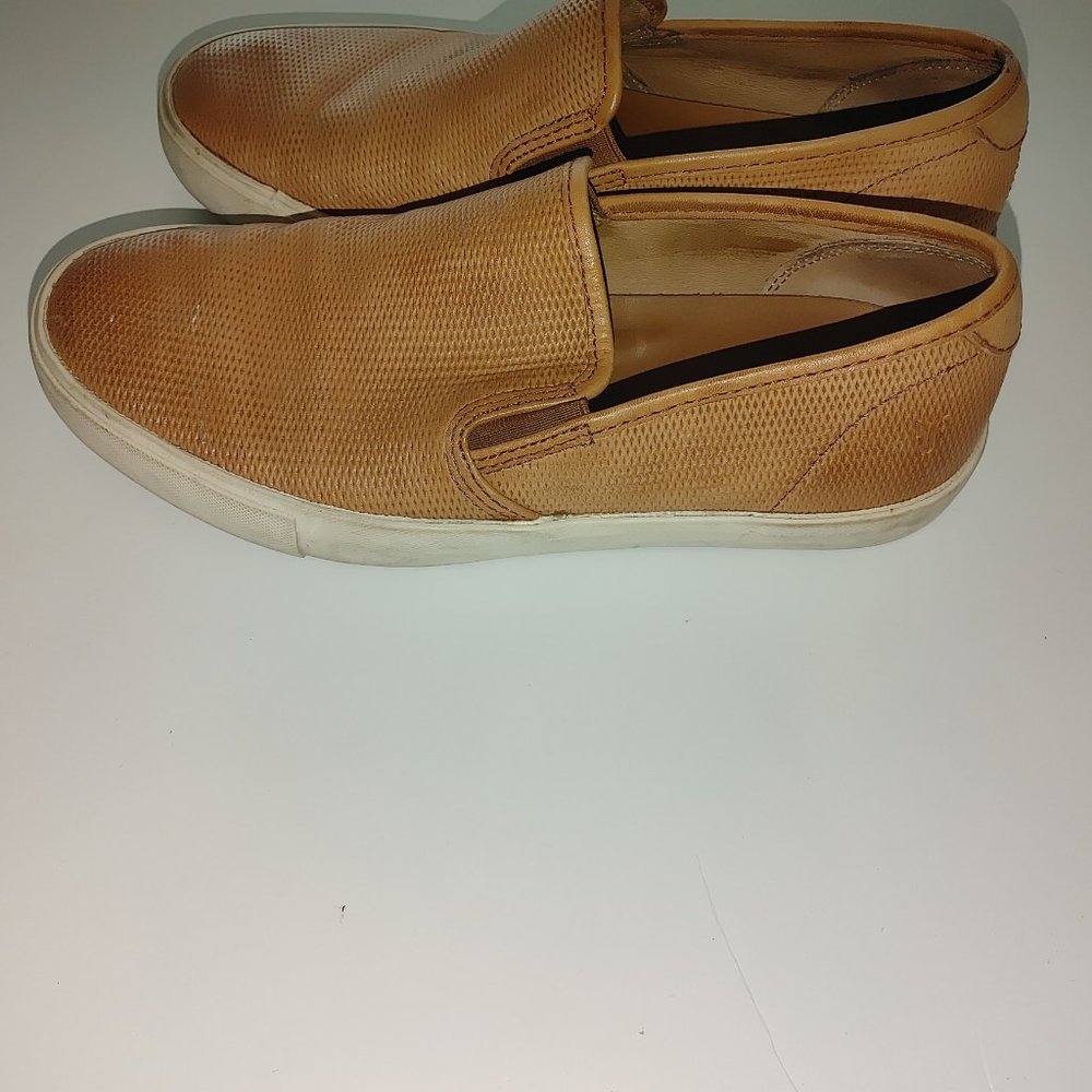 FRYE Men's Leather Slip-on Sneakers Brown Size 7 Pre-owned - Picture 3 of 7